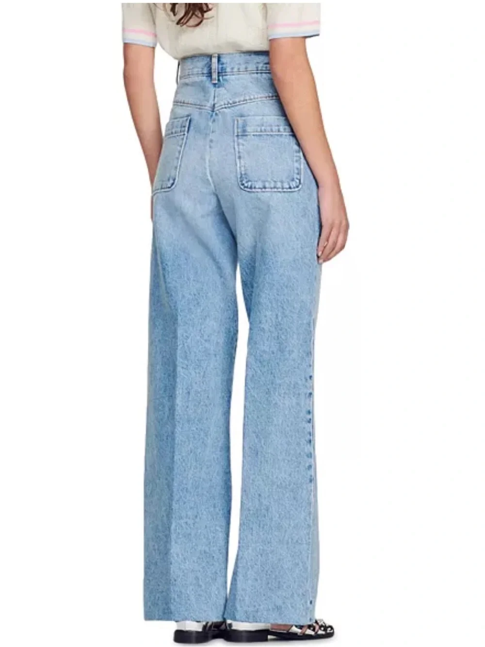 SANDRO High-Waist Wide-Leg Light Blue Jeans - Picture 13 of 17